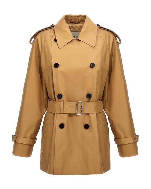 Burberry Natural Double-Breasted Short Trench Coat