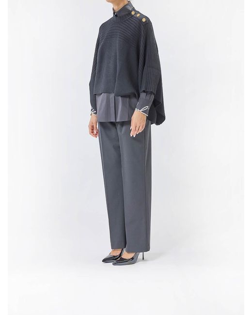 Karl Lagerfeld Blue Rib Knit Poncho