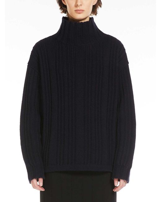 Max Mara Blue Vitalba Wool And Cashmere Polo-Neck Jumper