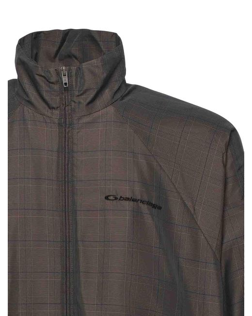 Balenciaga Gray Nylon Jacket With Madras Print for men