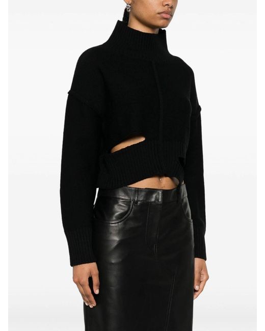 MM6 by Maison Margiela Black Cut-Out Wool Blend Jumper
