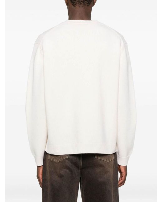 Maison Kitsuné Natural Wool V-Necked Cardigan for men