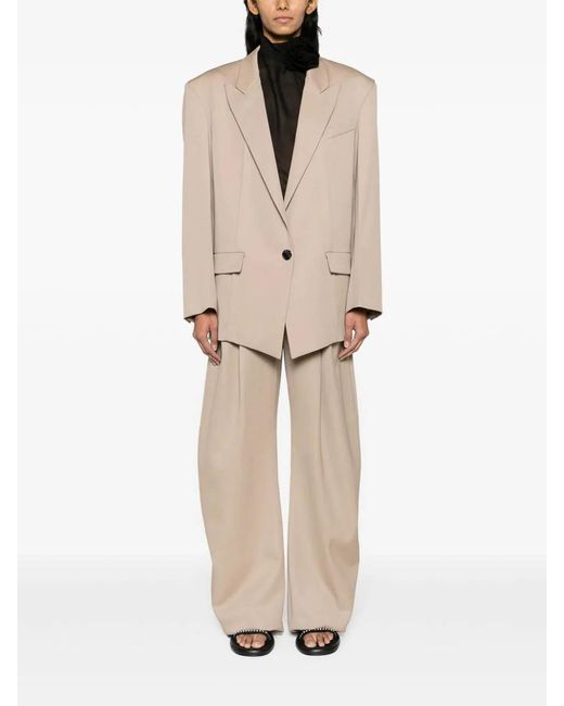 The Attico Natural Oversized Blazer Silhouette Peak Lapels