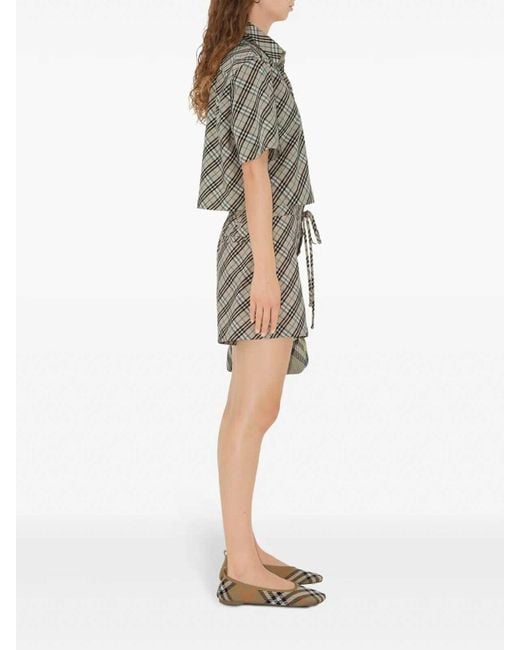 Burberry Natural Checked Drawstring Shorts