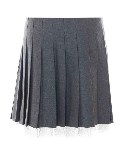 Self-Portrait Gray Pleated Mini Skirt
