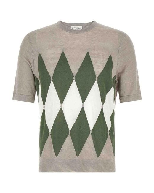Ballantyne Gray T-Shirt Argyle for men