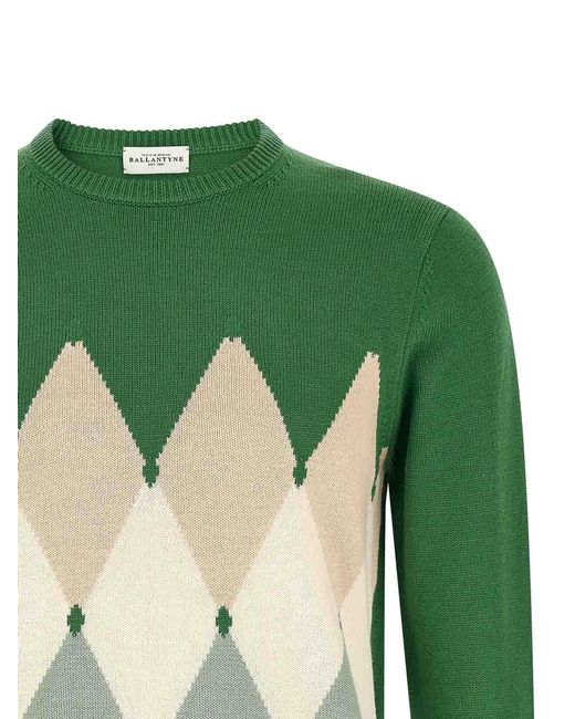 Ballantyne Green Argyle Sweater for men