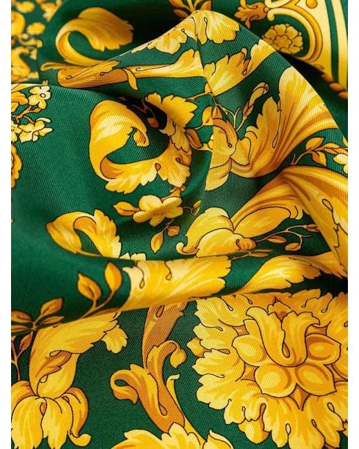 Versace Green Foulard Barocco 92 Printed Bio Silk Twill