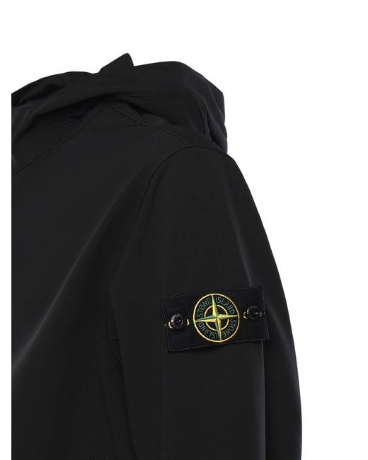 Stone Island Black Rainproof Nylon Rep Jacket With Logo for men