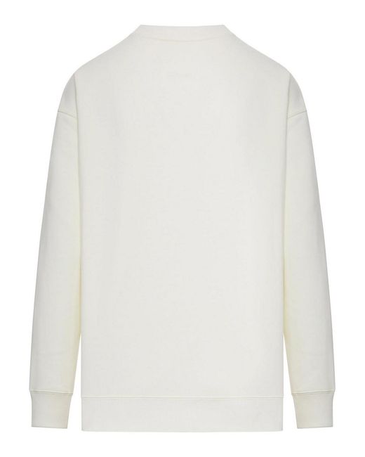 Jil Sander White Crew Neck Cotton Sweatshirt With Logo