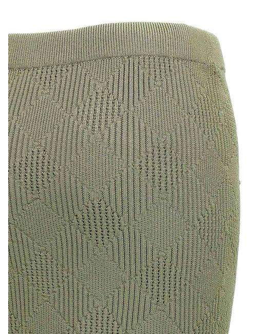 Balmain Green Openwork Knit Skirt