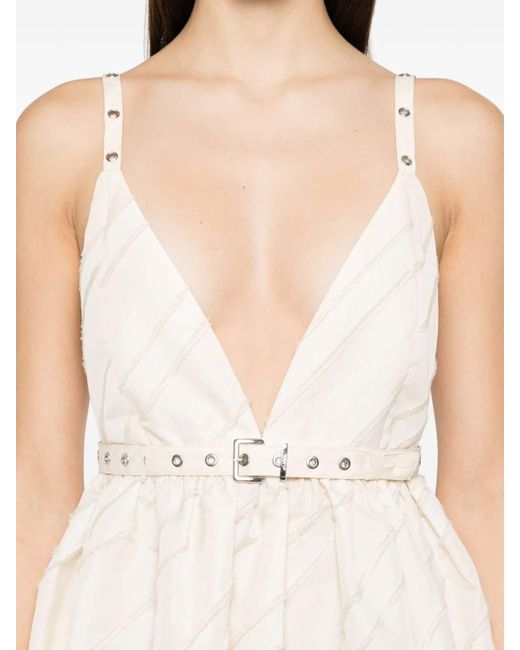 Ganni White Stripe Taffeta Strap Dress