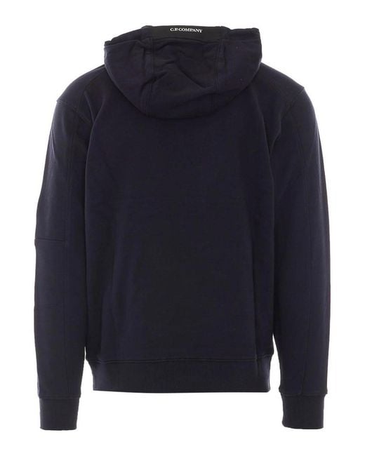C P Company Blue Diagonal Raised Fleece Hoodie for men