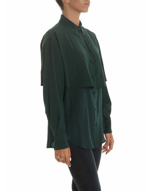 See By Chloé Green Shirt In Dark With Panels