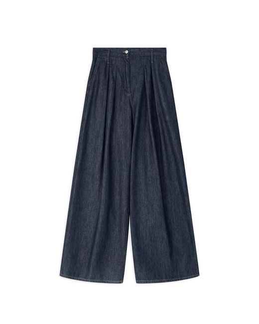 Dries Van Noten Blue Wide Pleated Jeans