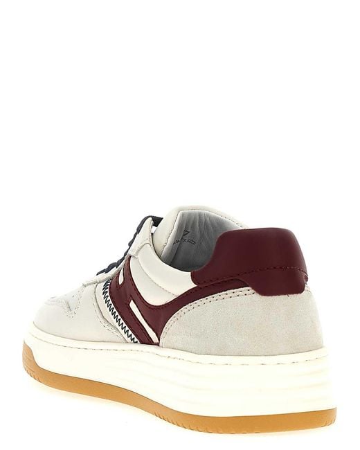Hogan White H630 Logo Patch Lace-Up Sneakers