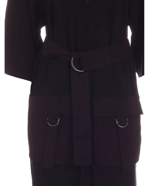 DKNY Black Maxi Front Pockets Dress