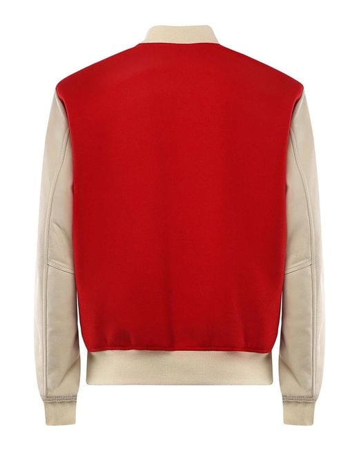 Giuliano Galiano Red Varsity Bomber Jacket for men