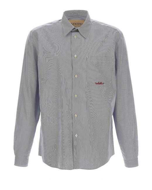 Valentino Garavani Gray Striped Shirt for men