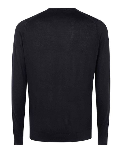John Smedley Blue Hatfield Long Sleeves Crewneck Pullover for men