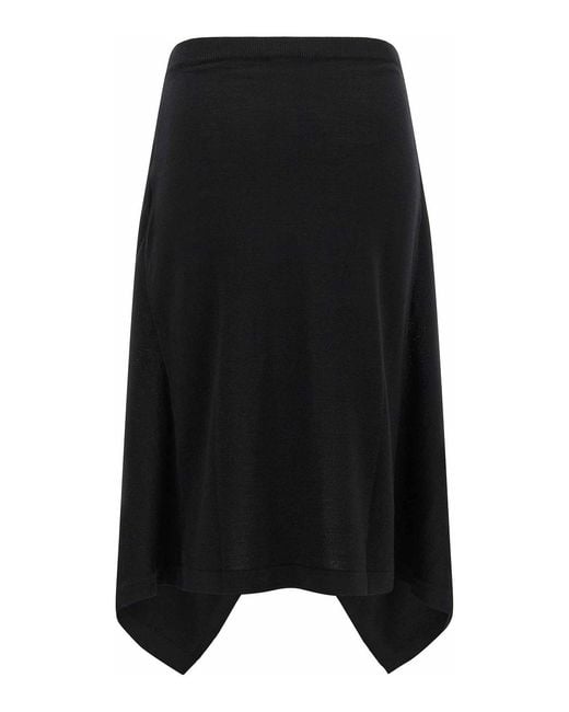 Lemaire Black Button Asymmetrical Skirt