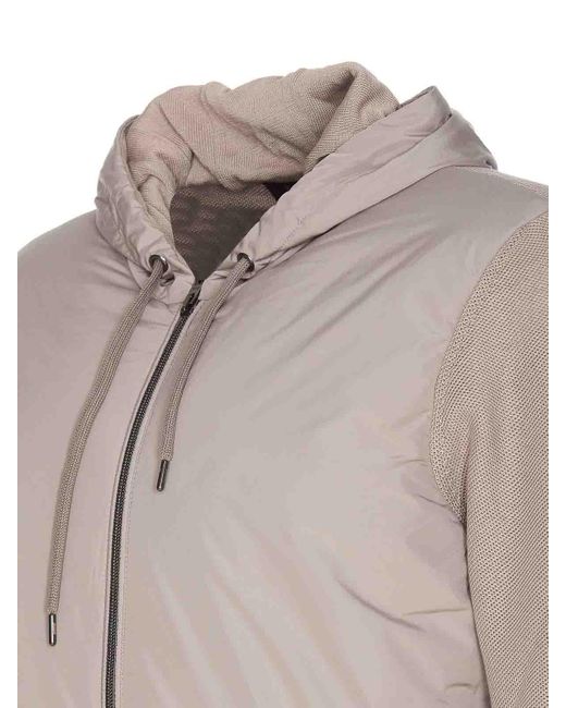 Herno Gray Nylon And Pique Knit Cardigan for men