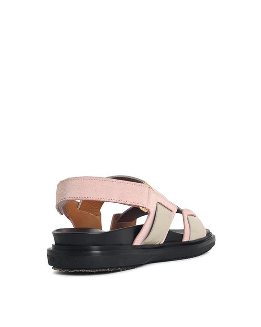 Marni White Fussbett Leather Sandals