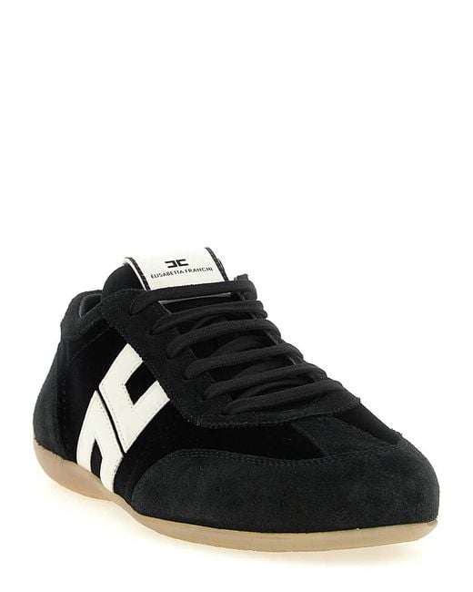 Elisabetta Franchi Black Nappa And Velvet Sneakers