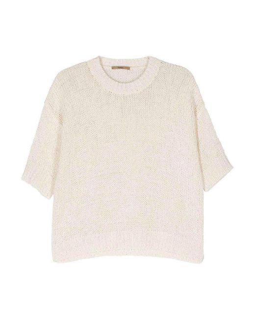 Nuur White Short Sleeves Round Neck Pullover