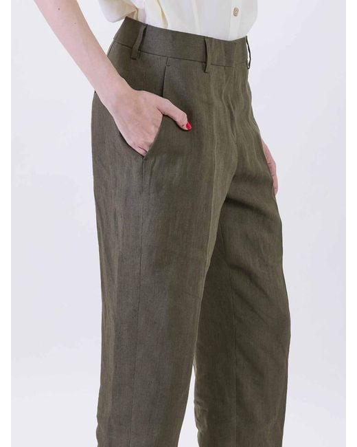 Paul Smith Gray Linen Pleated Trousers