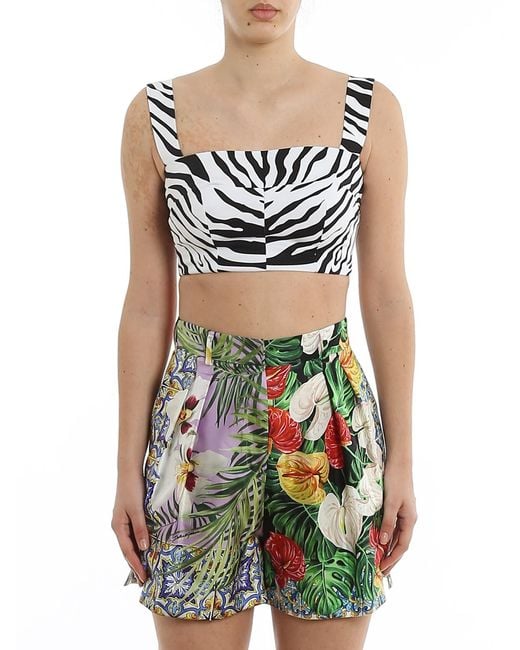 Dolce & Gabbana Black Zebra-Striped Cropped Top