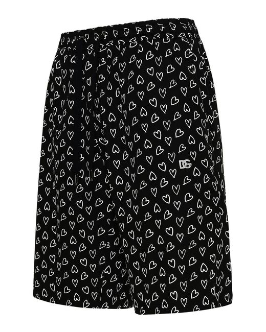 Dolce & Gabbana Black Bermuda Shorts In Cotton for men