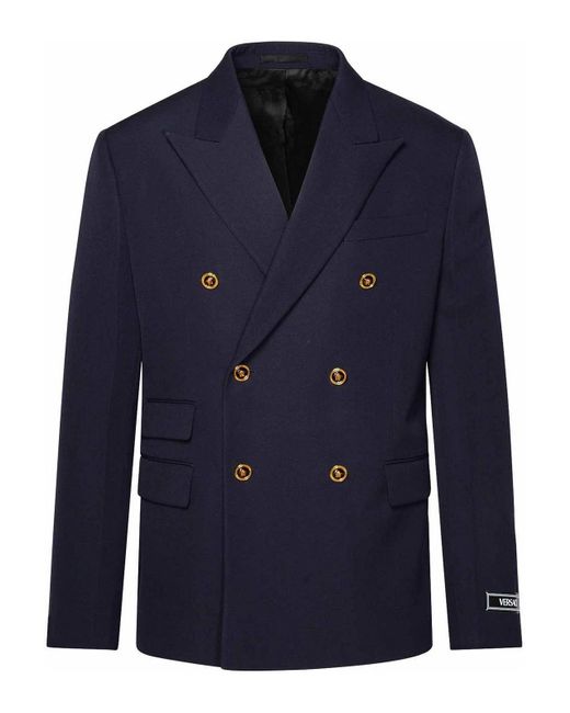 Versace Blue Double Breasted Blazer for men