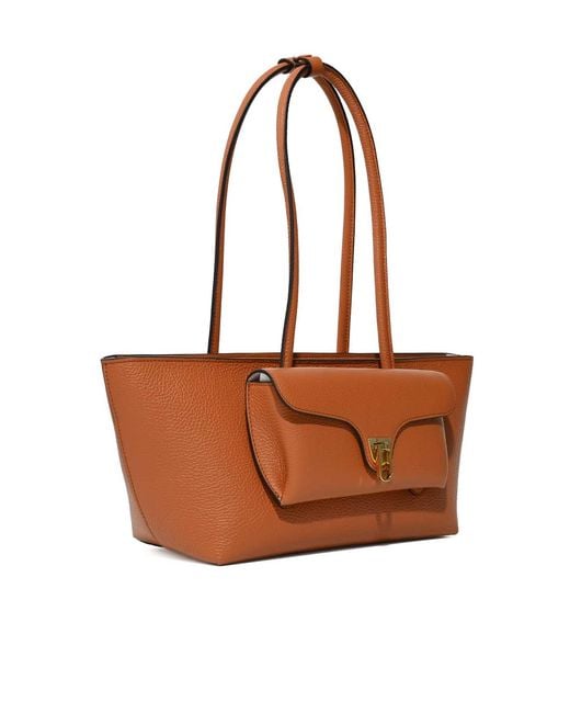 Coccinelle White Double Beat Medium Crab Leather Bag