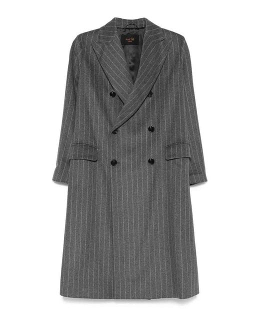 Paltò Gray Wool Double-Breasted Coat