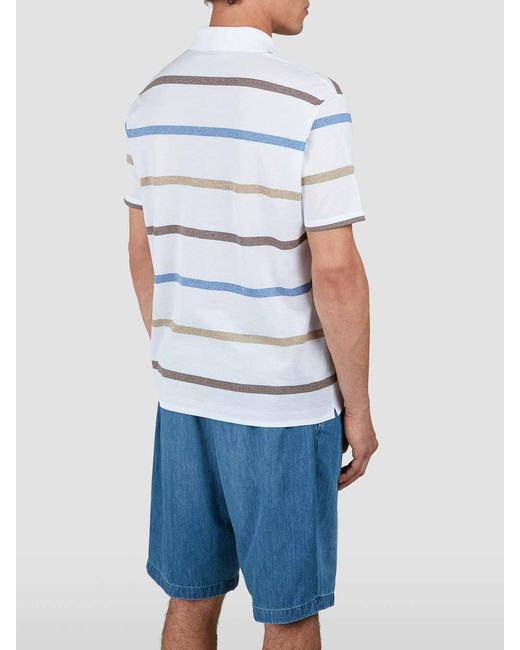 Paul & Shark Blue Jaspe 'Cotton Pole With Striped Motif for men