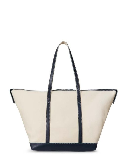 Polo Ralph Lauren Natural Canvas Travel Bag With Leather Profiles