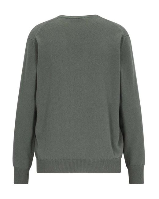 Canessa Gray Ribbed V-Neck Cashmere Sweater