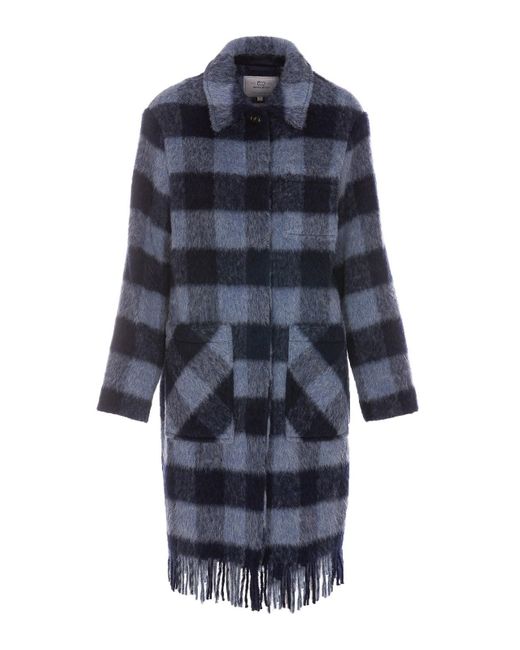Woolrich Blue Checked Coat