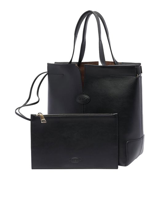 Tod's Black Small Tods Di Folio Shopping Bag