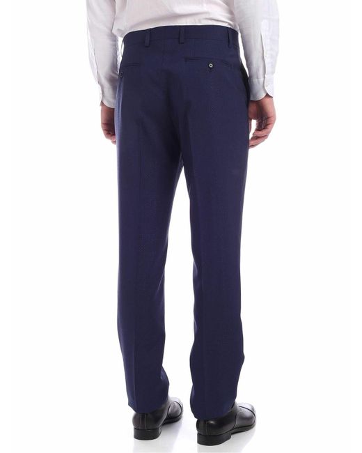 Moschino Blue Tone-On-Tone Micro Pattern Pants for men