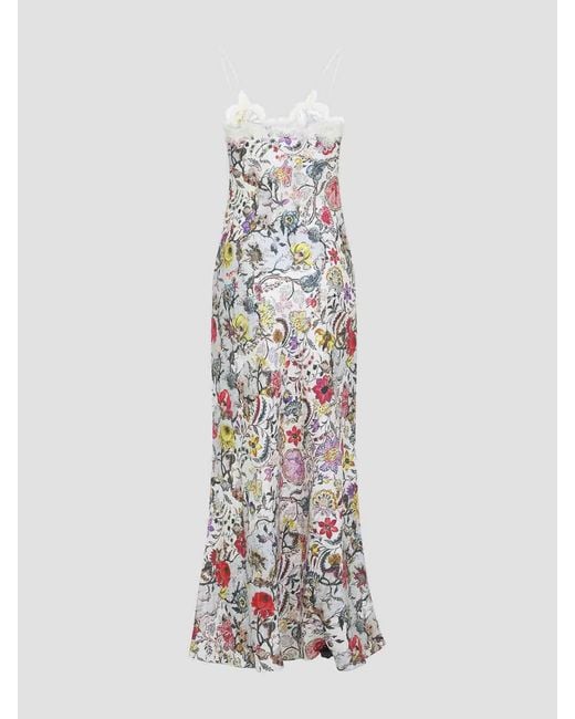 Roberto Cavalli White Florentine Flowers Long Dress