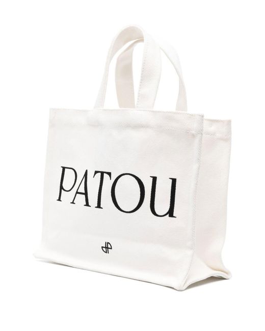 Patou White Logo-Print Canvas Tote