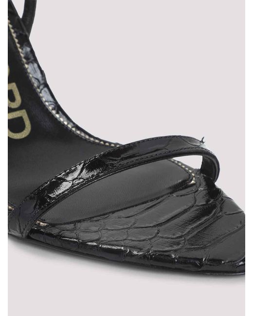 Tom Ford White Semi Shiny Printed Python Sandals