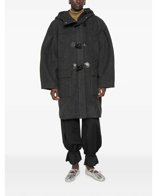 Ganni Black Peacoat Wool Duffle Coat