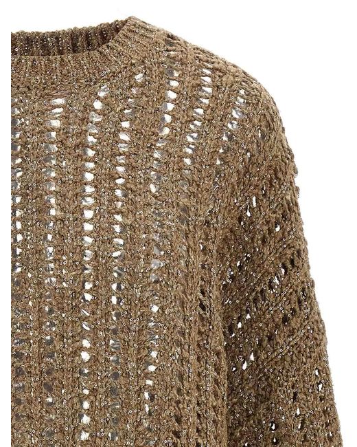 Brunello Cucinelli Brown Rustic Dazzling Net Jumper