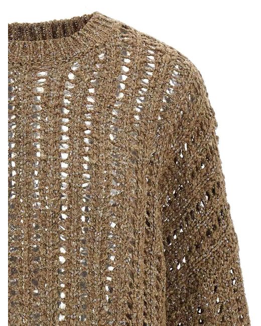 Brunello Cucinelli Brown Rustic Dazzling Net Sweater