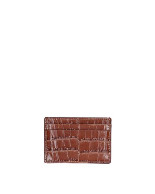 Tom Ford Brown Printed Leather Card Holder for men