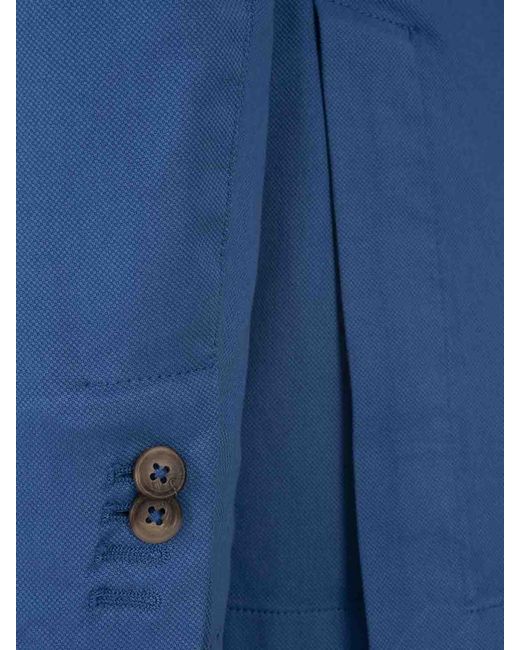 RUSSO CAPRI Blue Oxford Cotton Blazer for men