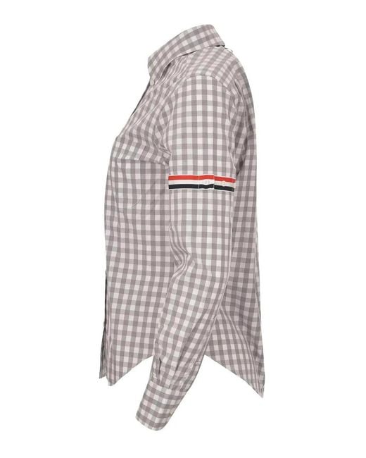 Thom Browne White Gingham Check Armbands Shirt